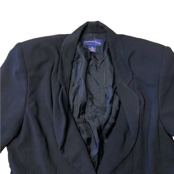 Charter Club | Navy Blue Blazer Shoulder Pad Single Button Career Professional - Picture 5 of 9